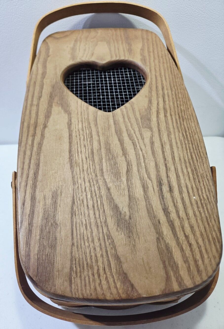 Longaberger 1992 Large Vegetable Basket KS Lanam Wooden Heart Cutout Lid